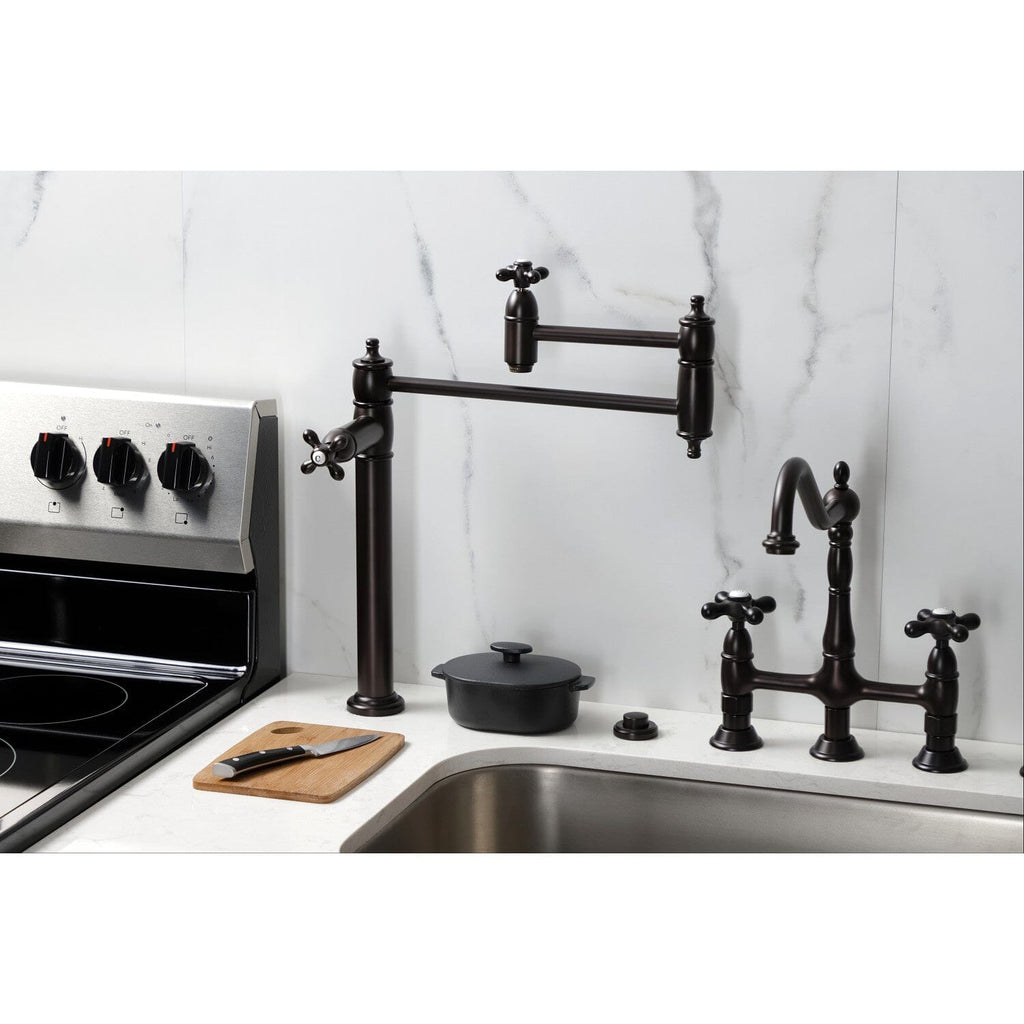 Restoration Two-Handle 1-Hole Deck Mount Pot Filler Faucet