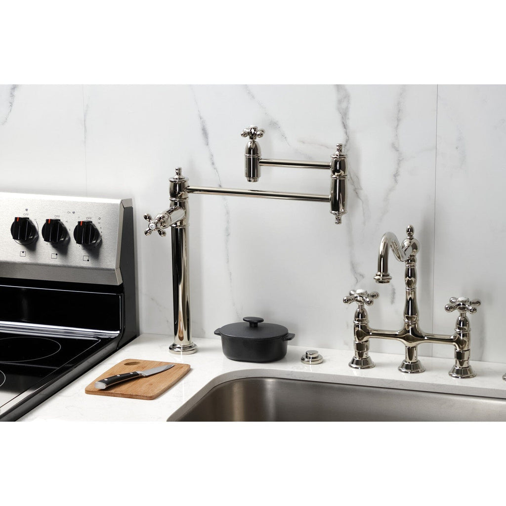 Restoration Two-Handle 1-Hole Deck Mount Pot Filler Faucet