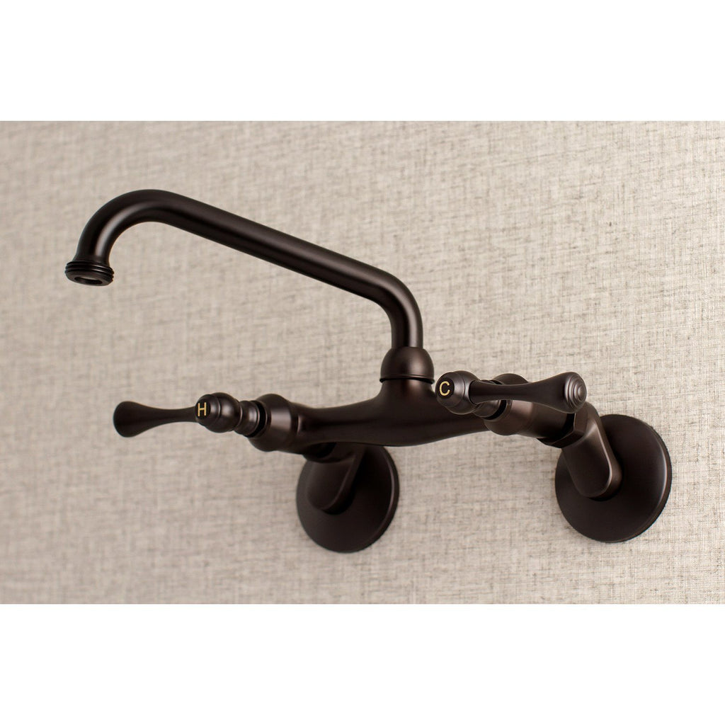 Kingston Double-Handle 2-Hole Wall Mount Laundry Faucet