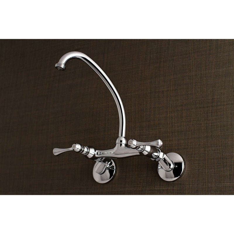 Kingston Double-Handle 2-Hole Wall Mount Laundry Faucet