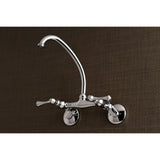 Kingston Double-Handle 2-Hole Wall Mount Laundry Faucet