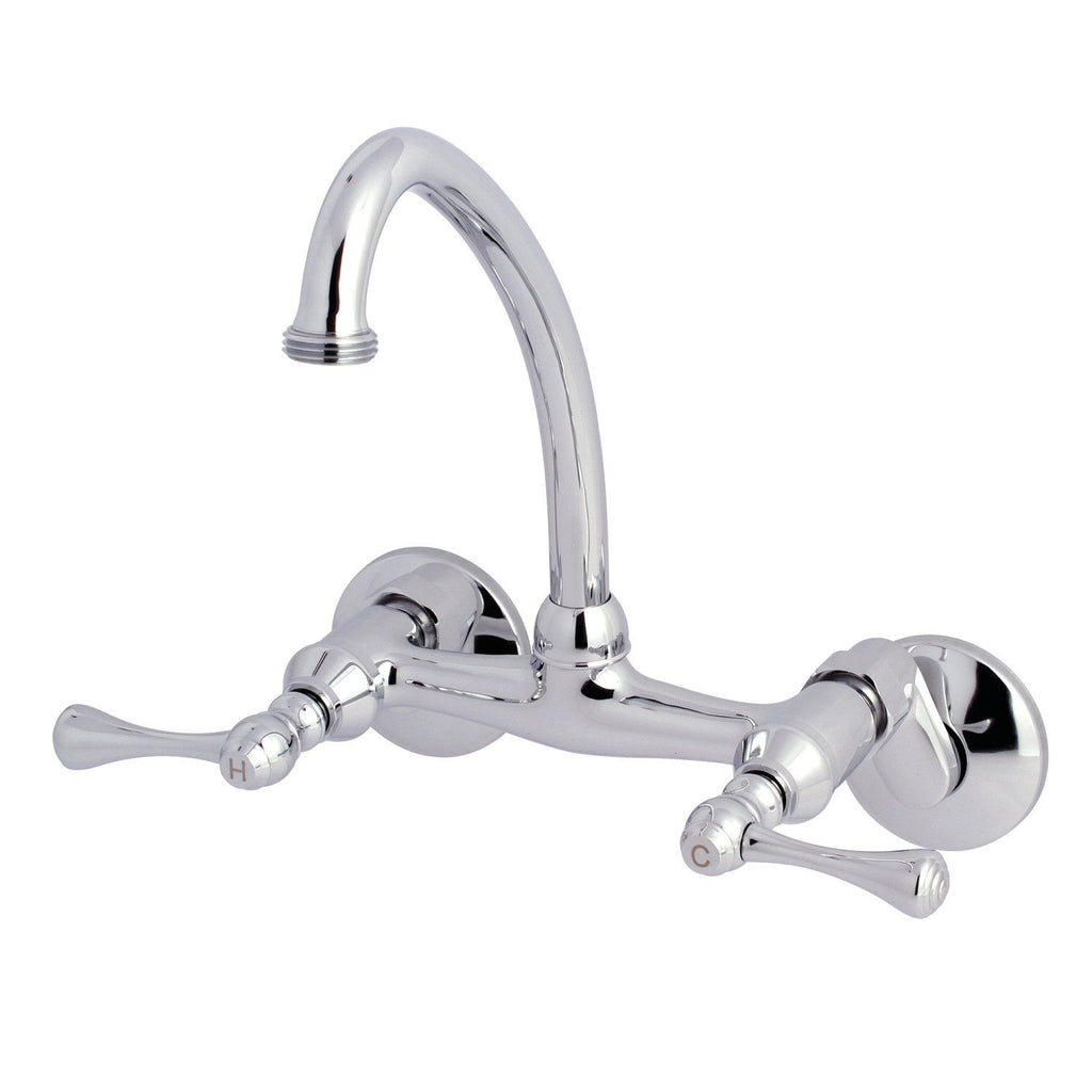 Kingston Double-Handle 2-Hole Wall Mount Laundry Faucet