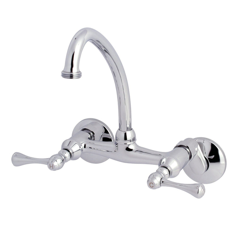 Kingston Double-Handle 2-Hole Wall Mount Laundry Faucet