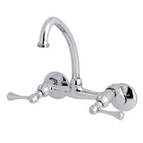 Kingston Double-Handle 2-Hole Wall Mount Laundry Faucet