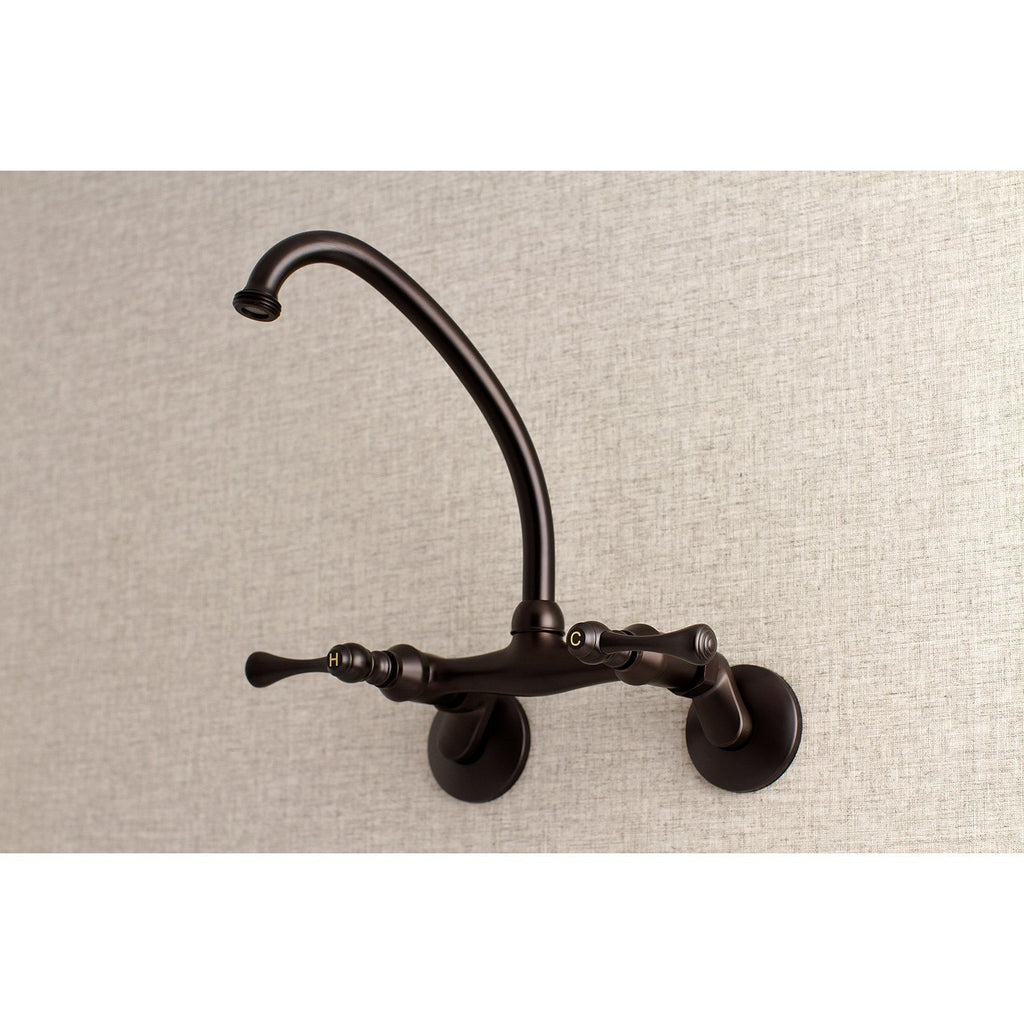 Kingston Double-Handle 2-Hole Wall Mount Laundry Faucet