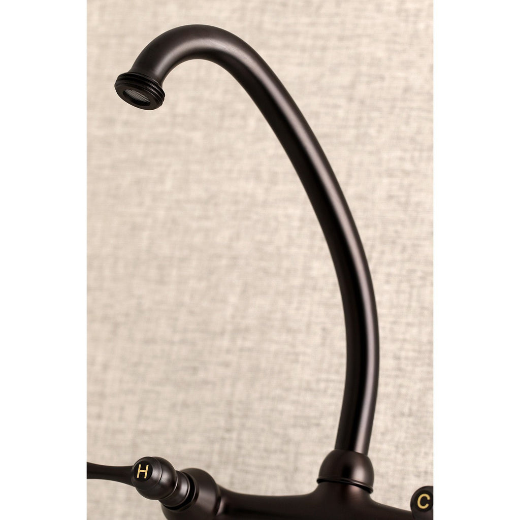Kingston Double-Handle 2-Hole Wall Mount Laundry Faucet