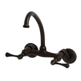 Kingston Double-Handle 2-Hole Wall Mount Laundry Faucet