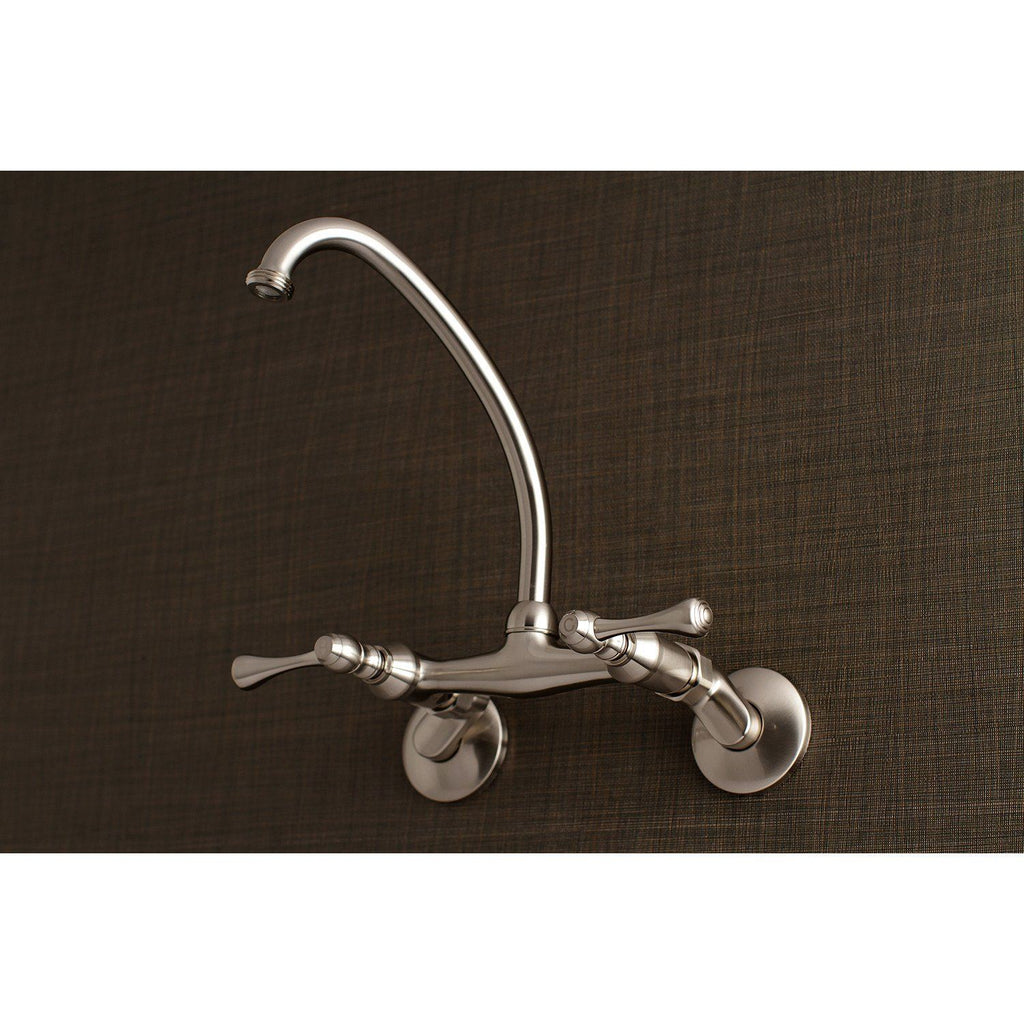 Kingston Double-Handle 2-Hole Wall Mount Laundry Faucet