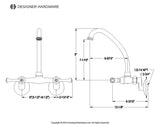 Kingston Double-Handle 2-Hole Wall Mount Laundry Faucet