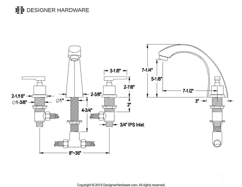 Executive Two-Handle 3-Hole Deck Mount Roman Tub Faucet