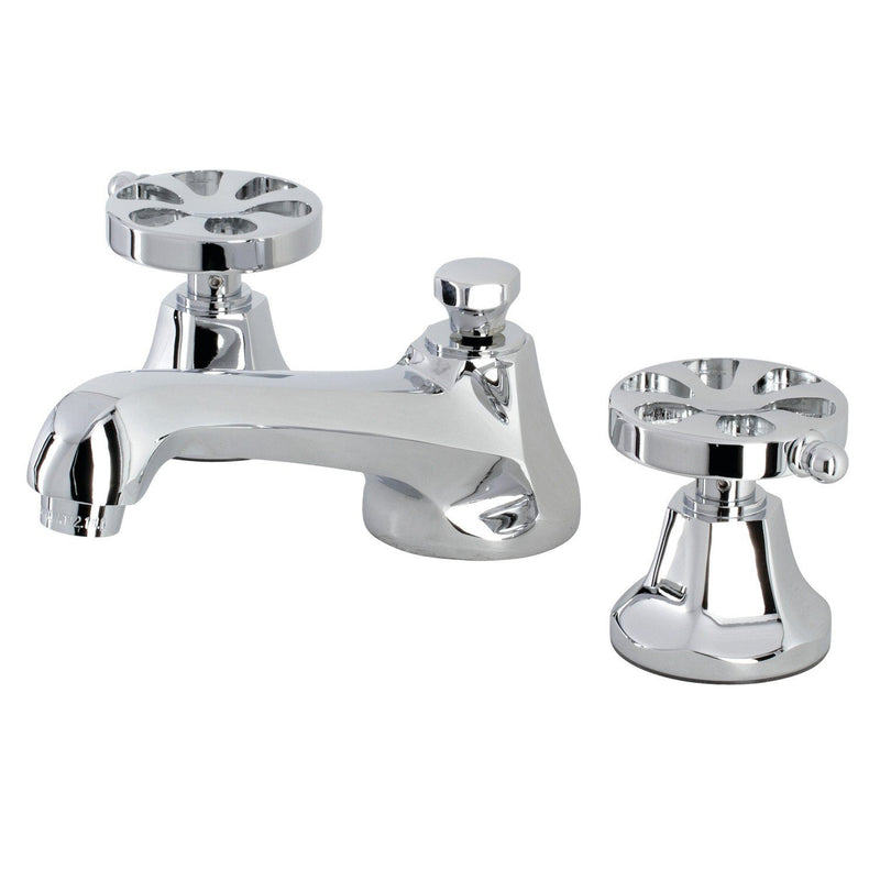 Belknap Two-Handle 3-Hole Deck Mount Widespread Bathroom Faucet with Brass Pop-Up Drain