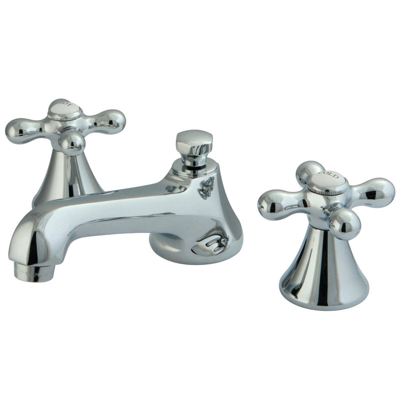 Two-Handle 3-Hole Deck Mount Widespread Bathroom Faucet with Brass Pop-Up