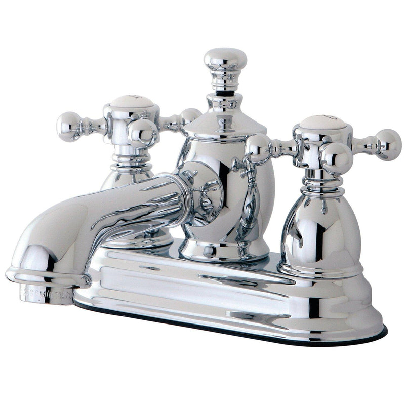 English Country Double-Handle 3-Hole Deck Mount 4-Inch Centerset Bathroom Faucet with Brass Pop-Up