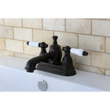 English Country Two-Handle 3-Hole Deck Mount 4" Centerset Bathroom Faucet with Brass Pop-Up