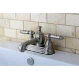 Georgian Two-Handle 3-Hole Deck Mount 4" Centerset Bathroom Faucet with Brass Pop-Up