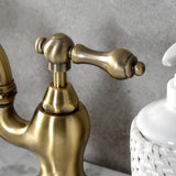 English Country Two-Handle 3-Hole Deck Mount Bridge Bathroom Faucet with Brass Pop-Up