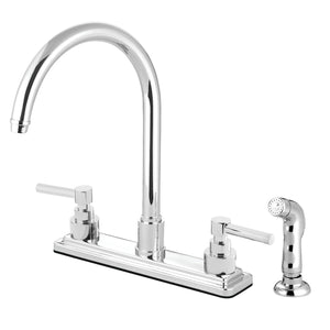 Elinvar Two-Handle 4-Hole Deck Mount 8" Centerset Kitchen Faucet with Side Sprayer