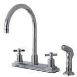 Millennium Two-Handle 4-Hole Deck Mount 8" Centerset Kitchen Faucet with Side Sprayer