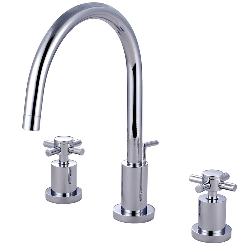 Concord Two-Handle 3-Hole Deck Mount Widespread Bathroom Faucet with Brass Pop-Up