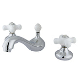 Two-Handle 3-Hole Deck Mount Widespread Bathroom Faucet with Plastic Pop-Up