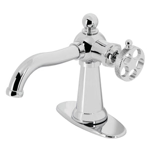 Webb Single-Handle 1-Hole Deck Mount Bathroom Faucet with Knurled Handle and Push Pop-Up Drain