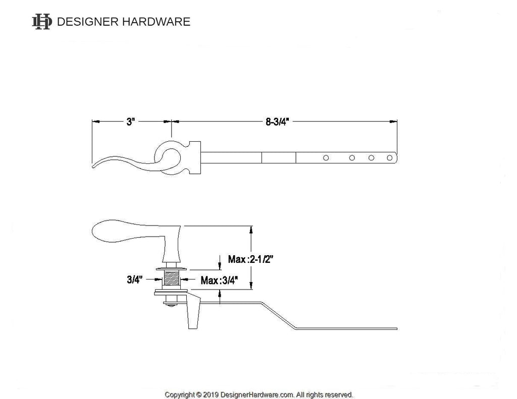 Century Front Mount Toilet Tank Lever
