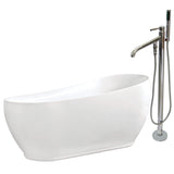 Aqua Eden 71-Inch Acrylic Oval Single Slipper Freestanding Tub with Faucet Combo and Drain