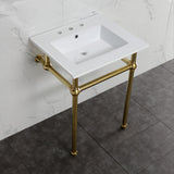 Fauceture 25-Inch Console Sink with Brass Legs (8-Inch, 3 Hole)