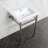 Fauceture 25-Inch Console Sink with Brass Legs (8-Inch, 3 Hole)