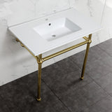 Fauceture 37-Inch Console Sink with Brass Legs (Single Faucet Hole)
