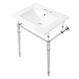 Edwardian 24-Inch Ceramic Console Sink with Brass Legs (4-Inch, 3-Hole)