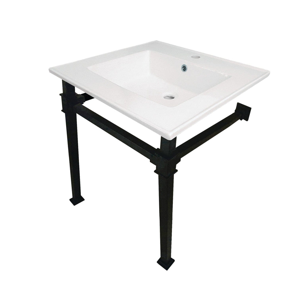 Monarch 25-Inch Ceramic Console Sink with Stainless Steel Legs (1-Hole)