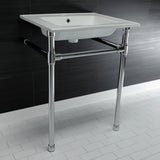 Dreyfuss 25-Inch Ceramic Console Sink with Stainless Steel Legs (1-Hole)