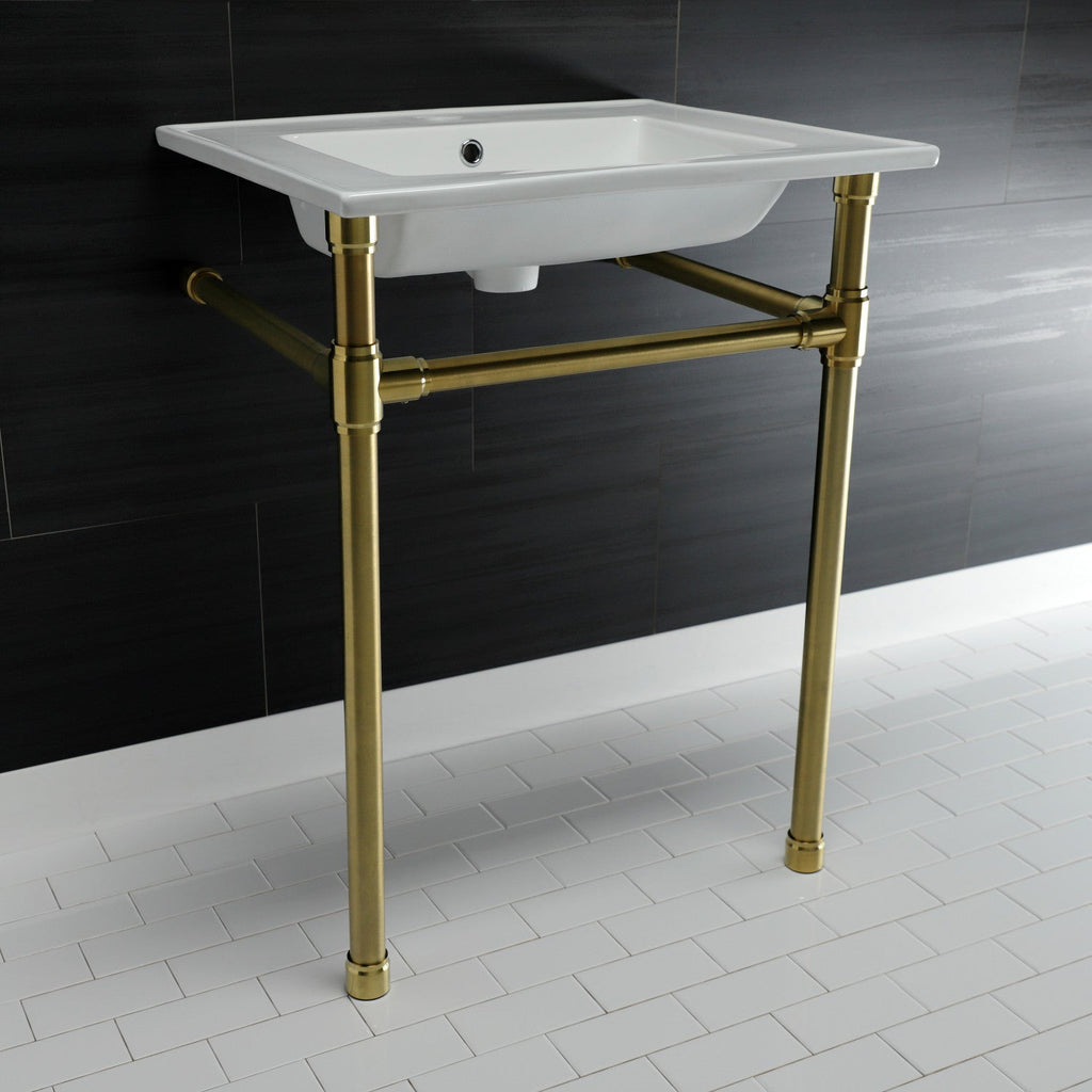 Dreyfuss 25-Inch Ceramic Console Sink with Stainless Steel Legs (1-Hole)