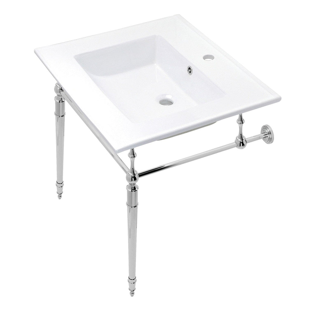 Edwardian 25-Inch Ceramic Console Sink with Brass Legs (1-Hole)