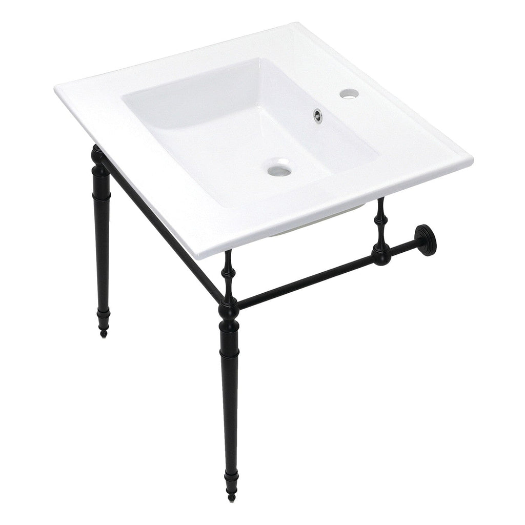 Edwardian 25-Inch Ceramic Console Sink with Brass Legs (1-Hole)