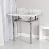Templeton 30-Inch Carrara Marble Vanity Top with Brass Legs (8-Inch, 3-Hole)