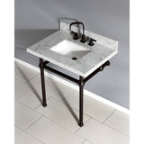 Templeton 30-Inch Carrara Marble Vanity Top with Brass Legs (8-Inch, 3-Hole)