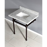 Templeton 30-Inch Carrara Marble Vanity Top with Brass Legs (8-Inch, 3-Hole)