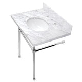 Dreyfuss 30-Inch Carrara Marble Vanity Top with Stainless Steel Legs (8-Inch, 3-Hole)