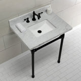 Dreyfuss 30-Inch Carrara Marble Vanity Top with Stainless Steel Legs (8-Inch, 3-Hole)