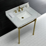 Dreyfuss 30-Inch Carrara Marble Vanity Top with Stainless Steel Legs (8-Inch, 3-Hole)