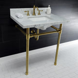 Dreyfuss 30-Inch Carrara Marble Vanity Top with Stainless Steel Legs (8-Inch, 3-Hole)