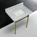 Dreyfuss 30-Inch Carrara Marble Vanity Top with Stainless Steel Legs (8-Inch, 3-Hole)