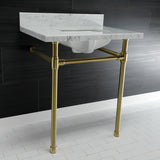 Dreyfuss 30-Inch Carrara Marble Vanity Top with Stainless Steel Legs (8-Inch, 3-Hole)