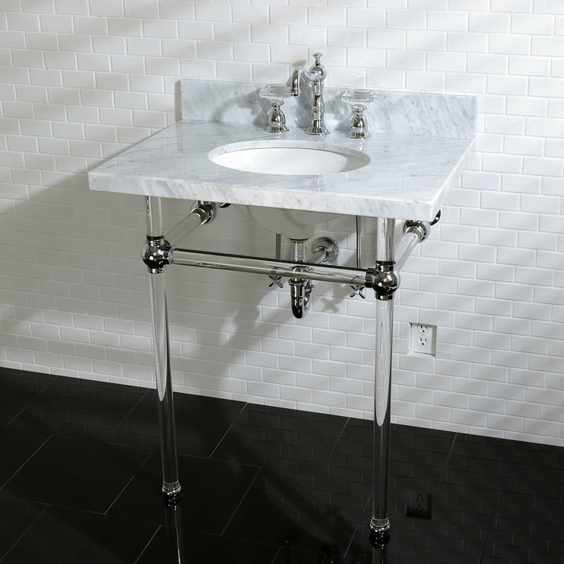 Templeton 30-Inch Carrara Marble Vanity Top with Acrylic Legs (8-Inch, 3-Hole)