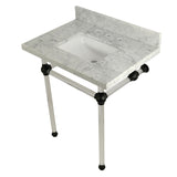 Templeton 30-Inch Carrara Marble Vanity Top with Acrylic Legs (8-Inch, 3-Hole)