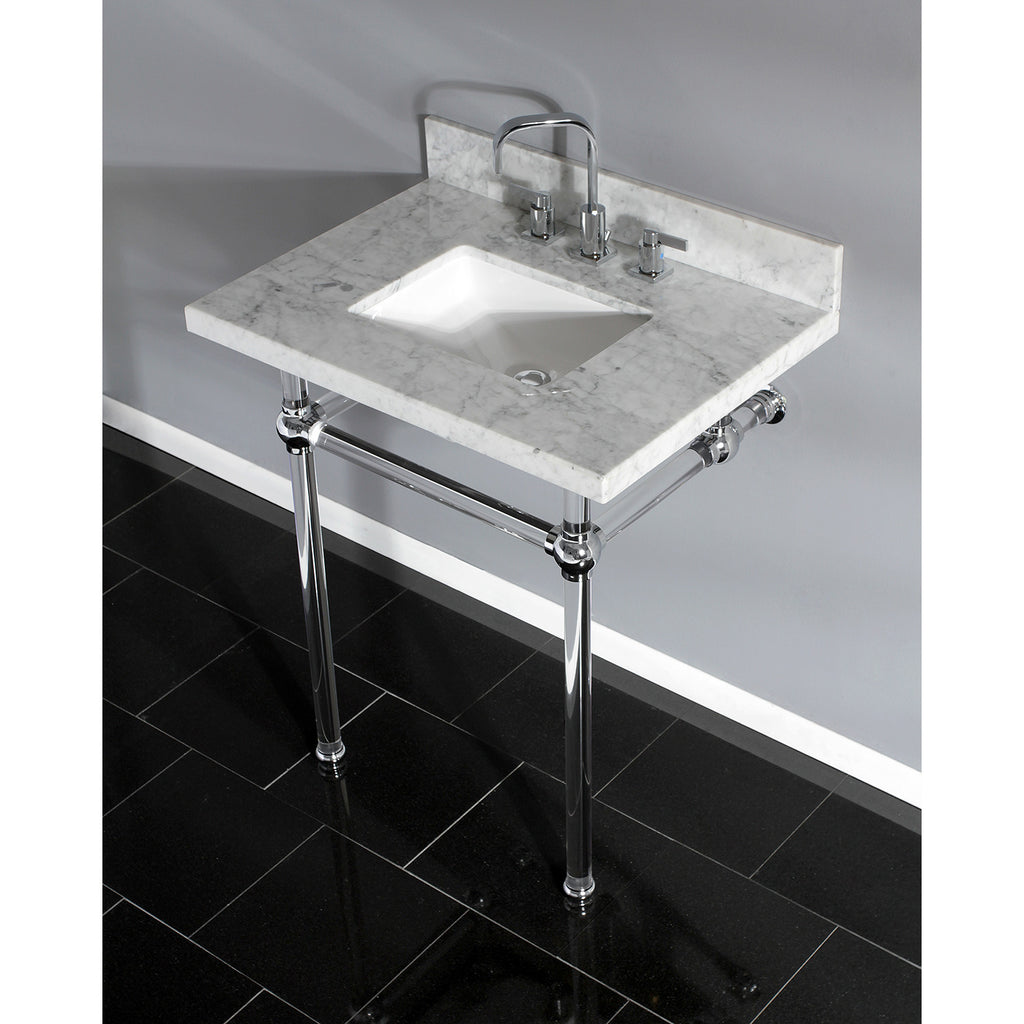 Templeton 30-Inch Carrara Marble Vanity Top with Acrylic Legs (8-Inch, 3-Hole)
