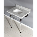 Templeton 30-Inch Carrara Marble Vanity Top with Acrylic Legs (8-Inch, 3-Hole)