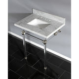 Templeton 30-Inch Carrara Marble Vanity Top with Acrylic Legs (8-Inch, 3-Hole)